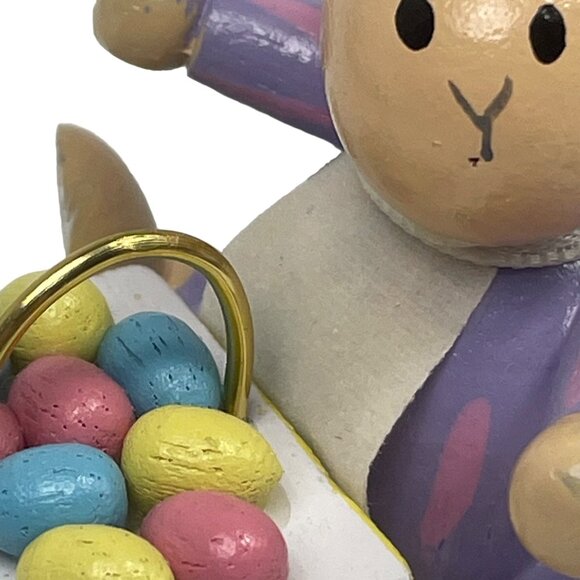 Wooden Bunny Ornament With Basket Of Easter Eggs - Picture 8 of 8